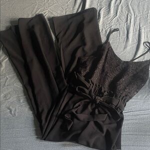 Charlotte Russe Black Lace Detail Jumpsuit size Xl